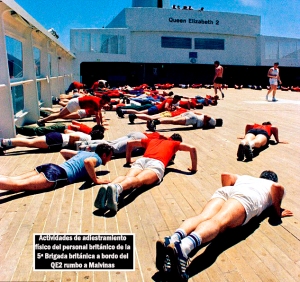 Press-ups on the exercise deck
